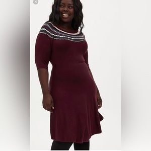 Torrid Fair Isle Sweater dress:  Burgundy size 4